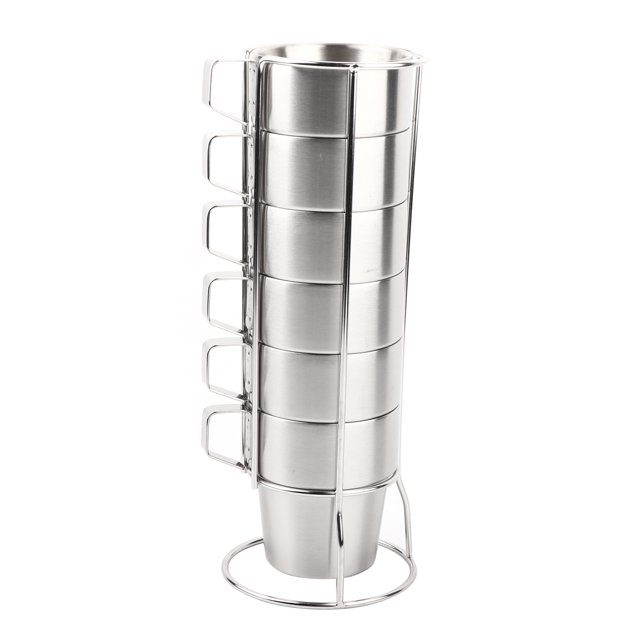 Cups Set, Delaman Stainless Steel Cups Water Beer Coffee Drinking Cup with Grip Handle 6PCS