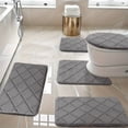 thumbnail image 1 of Vaidha Memory Foam Bath Mat 5 Set Bathroom Rugs For 5 Pcs Toilet Mats Universal Soft Comfortable Water Absorption Non-Slip Thick Machine Washable Easier To Dry Dark, 1 of 7