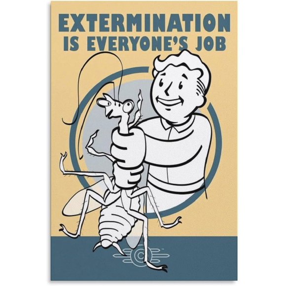 PPHAOSHO Fallout Vault Extermination Affiche Drôle Sarcastique Peinture Sans Cadre Toile Affiches Murales Art Image Impression Déco Maison Moderne 24x36 Pouces
