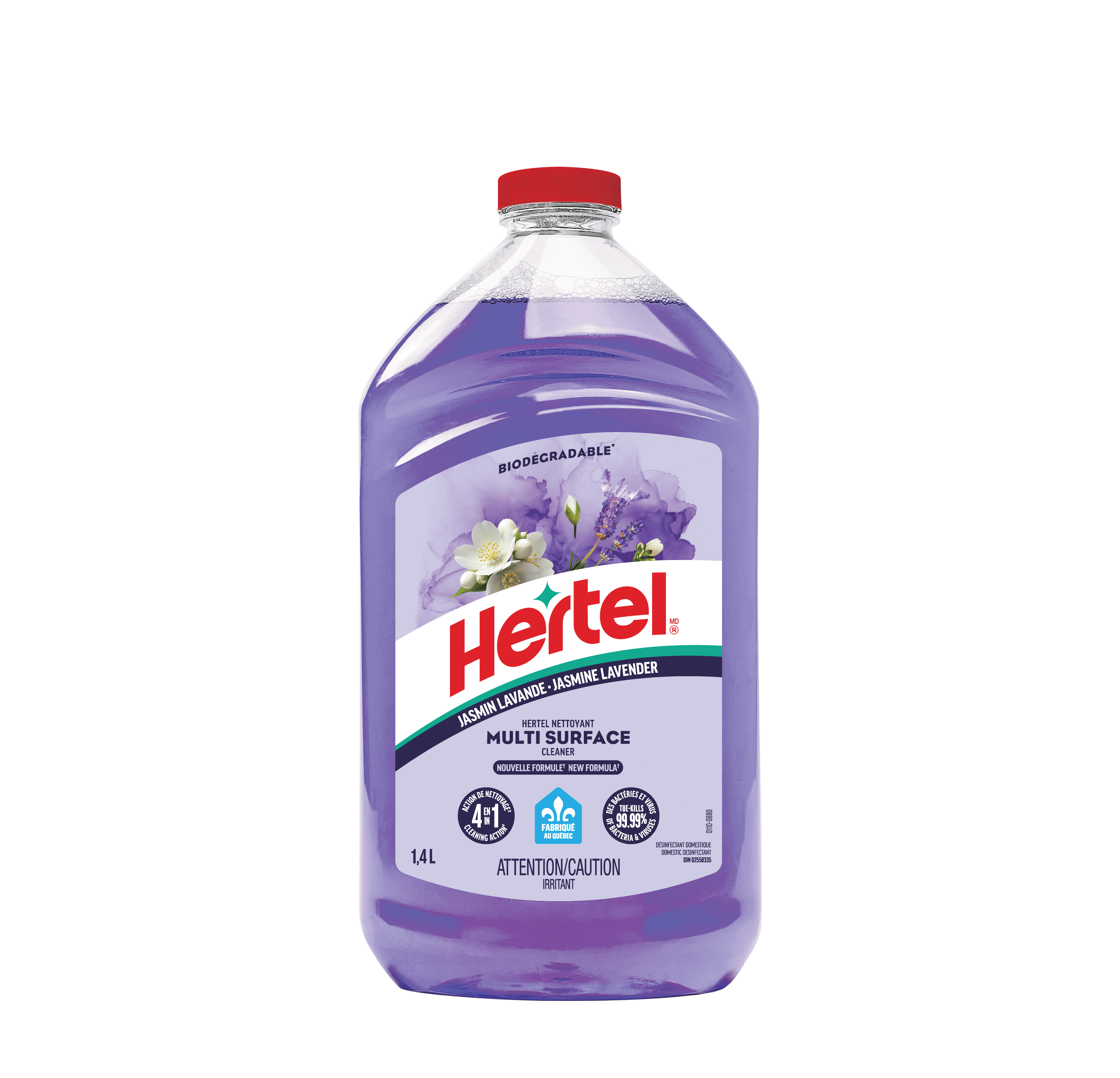 Hertel Multi-surface cleaning disinfectant dilutable, Jasmine lavender, 1.4L