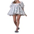 thumbnail image 4 of Robe Babydoll à Manches Bouffantes pour Femmes, Encolure Carrée, Taille Haute, Volants, Robe de Princesse, Robe Fluide pour Bal et Fête, Mini-Robe, 4 of 6