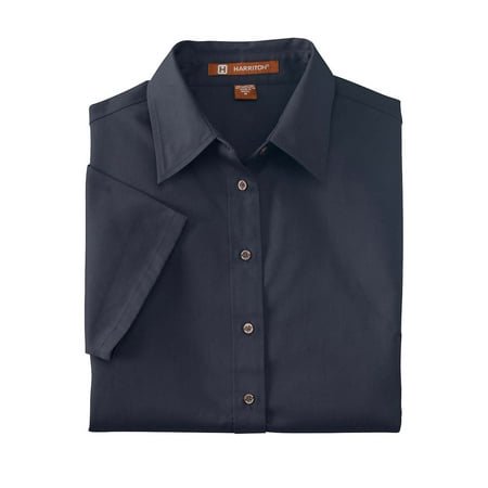 Harriton Ladies' Easy Blendâ„¢ Short-Sleeve Twill Shirt with Stain-Release