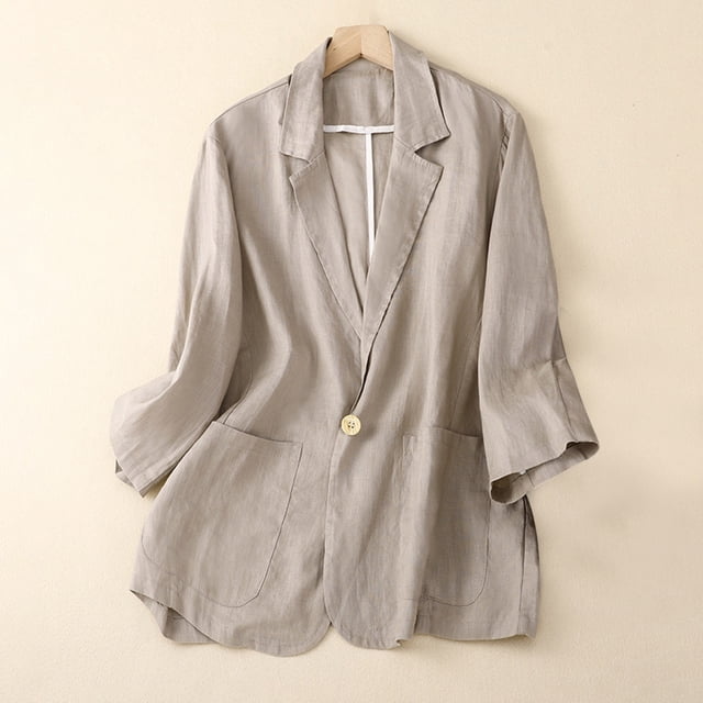 EQWLJWE Vestes Blazer pour Femmes Liquidation Femmes Dames Uni Col Rabattu Veste Manches Longues Manteau Vêtement d'Extérieur