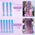 thumbnail image 2 of 2 Pcs Tresse à Trois Brins de Couleur Mélangée Bleue et Violette, 2 of 7