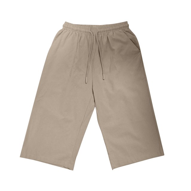 AherBiu Summer Shorts for Women Cotton Linen High Waisted Drawstring Lightweight Knee Length Shorts