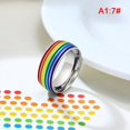 thumbnail image 1 of Stainless Steel Enamel Rainbow LGBT Ring Lesbian Gay Ring, 1 of 6