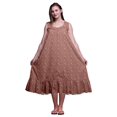 thumbnail image 1 of Bimba Robe de Nuit Sans Manches Brun Rose Foncé à Feuilles Florales et Roses pour Femmes, Coton Imprimé, Vêtement de Nuit pour Dames, Vêtement de Sommeil X-Small, 1 of 6