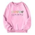 thumbnail image 3 of AJIWYH Chandails pour Adolescentes Chandail pour Fille Automne et Hiver à Lettres Imprimées Col Rond à Manches Longues Chandails pour Filles Rose,11-12 Ans, 3 of 4