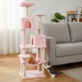 thumbnail image 4 of Costway 70" Cat Tree for Indoor Cats with Padded Top Perch, Dual Condos, Hammock, Platforms Pink, 4 of 10