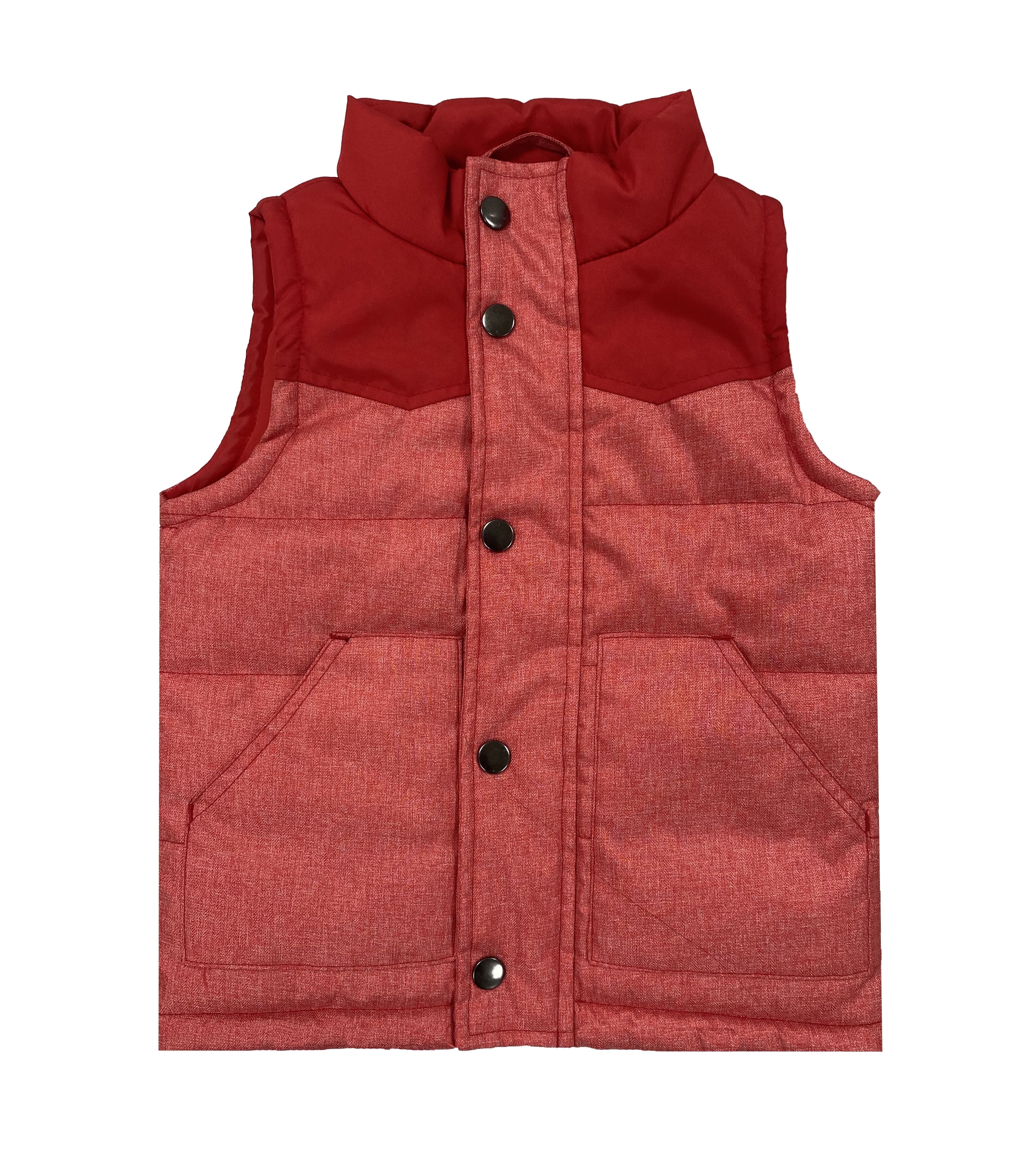Bienzoe Kids Zip Quilted Sleeveless Warm Cotton Padded Puff Vest Red 2