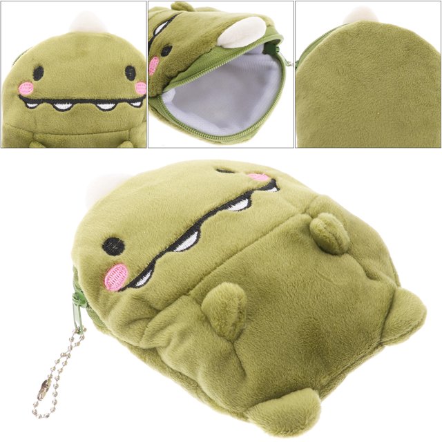 HINTRMENT Dinosaur Coin Bag Plush Green Dinosaur 1Pack Cash Storage Daily Use