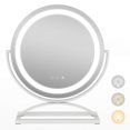thumbnail image 1 of Costway Miroir de Maquillage Rond de 16 Pouces avec Lumières, 3 Couleurs, Gradable, Commande Tactile, Blanc, 1 of 10