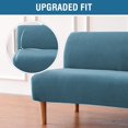 thumbnail image 3 of Armless Futon Cover Stretch Sofa Bed Slipcover Protector Elastic Feature Rich Textured High Spandex Small Checks Jacquard Fabric Futon Cover, Machine Washable, 3 of 7