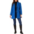 thumbnail image 2 of INSPIRE CHIC Women's Coat Solid Color Notched Lapel Single Breasted Winter Peacoat Deep Blue L, 2 of 6