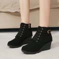 thumbnail image 1 of Cameland Women's New Plus-size Solid Color Wedge And Fish Mouth Booster Platform Ankle Boots, 1 of 7