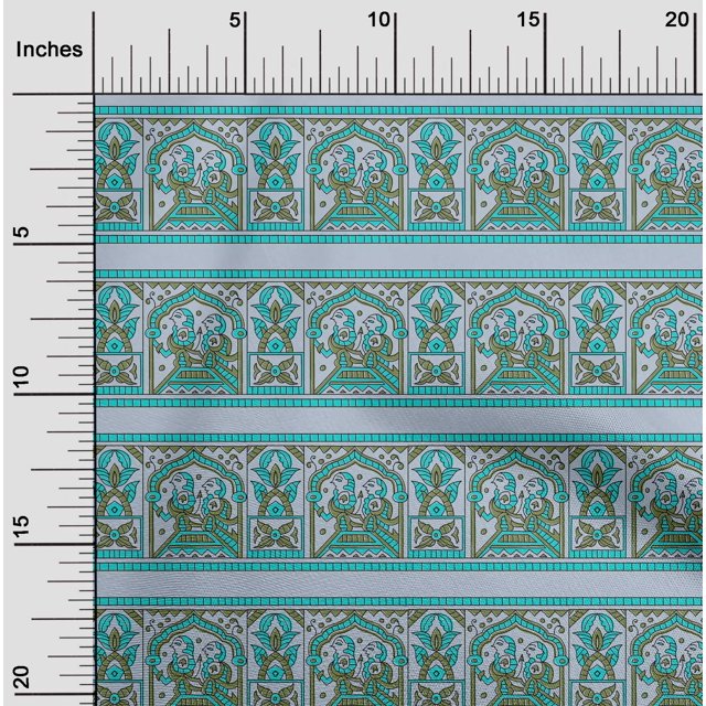 oneOone Cotton Poplin Fabric Ethnic Block Decor Fabric Printed BTY 42 Inch Wide