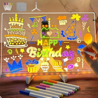 Planche à Dessin LucidboardLED, Planche à Dessin Lumiboard Gribouillage Lumineux Led pour Enfants, Planches d'Écriture Lumineuses en Acrylique avec Support, Planche Effaçable à Sec en Acrylique, Planches à Notes Led avec 7 Stylos