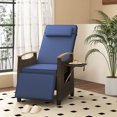 thumbnail image 3 of Costway 1 PCS Fauteuil Inclinable de Patio en Osier avec Dossier et Repose-Pieds Réglables Table d'Appoint Rabattable Bleu Marine, 3 of 9