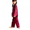 thumbnail image 3 of Kids Satin Pajamas Set PJS Long Sleeve Button-Down Sleepwear Loungewear, 3 of 6