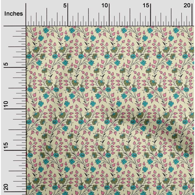 oneOone Georgette Viscose Fabric Leaves & Floral Block Decor Fabric Printed BTY 42 Inch Wide