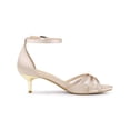 thumbnail image 3 of BLISSFUL STEP Women's Rhinestone Mesh Kitten Heels Sandals Nude (Size 8.5), 3 of 6