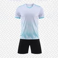 thumbnail image 1 of hengsof Ensemble de Maillot de Football à la Mode pour Enfants, Haut à Manches Courtes Col Ras du Cou, Short à Taille Élastique Tenue de Sport, Confortable Respirant Absorbant la Sueur Séchage Rapide Uniforme de Sport Deux Pièces, 1 of 4