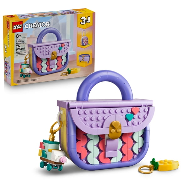 LEGO Creator 3 in 1 Art Fashion Bag with Storage - Building Toy for Girls & Boys, Ages 8+ - Includes 3 Building Options - Kids Bedroom, Book Shelf or Desk Decor - Gift for Birthdays - 31391