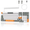 thumbnail image 1 of HAOAN T8 Clavier de Jeu 60 % 68 Touches Compact Mini Clavier Mécanique Filaire avec 18 Commutateurs Bleus Rétroéclairés RVB Chroma Câble de Clavier Bobiné USB-C pour PC Portable Mac XBOX - Bleu Blanc, 1 of 11