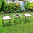 thumbnail image 2 of Patiojoy 3 PCS Patio Rattan Furniture Set with Round Tempered Glass Top Table & 2 Rattan Armchairs White Cushions, 2 of 9