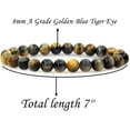 thumbnail image 2 of Bracelet Extensible Unisexe en Perles Rondes de 8 mm en Oeil de Tigre Bleu Doré Naturel, 2 of 5