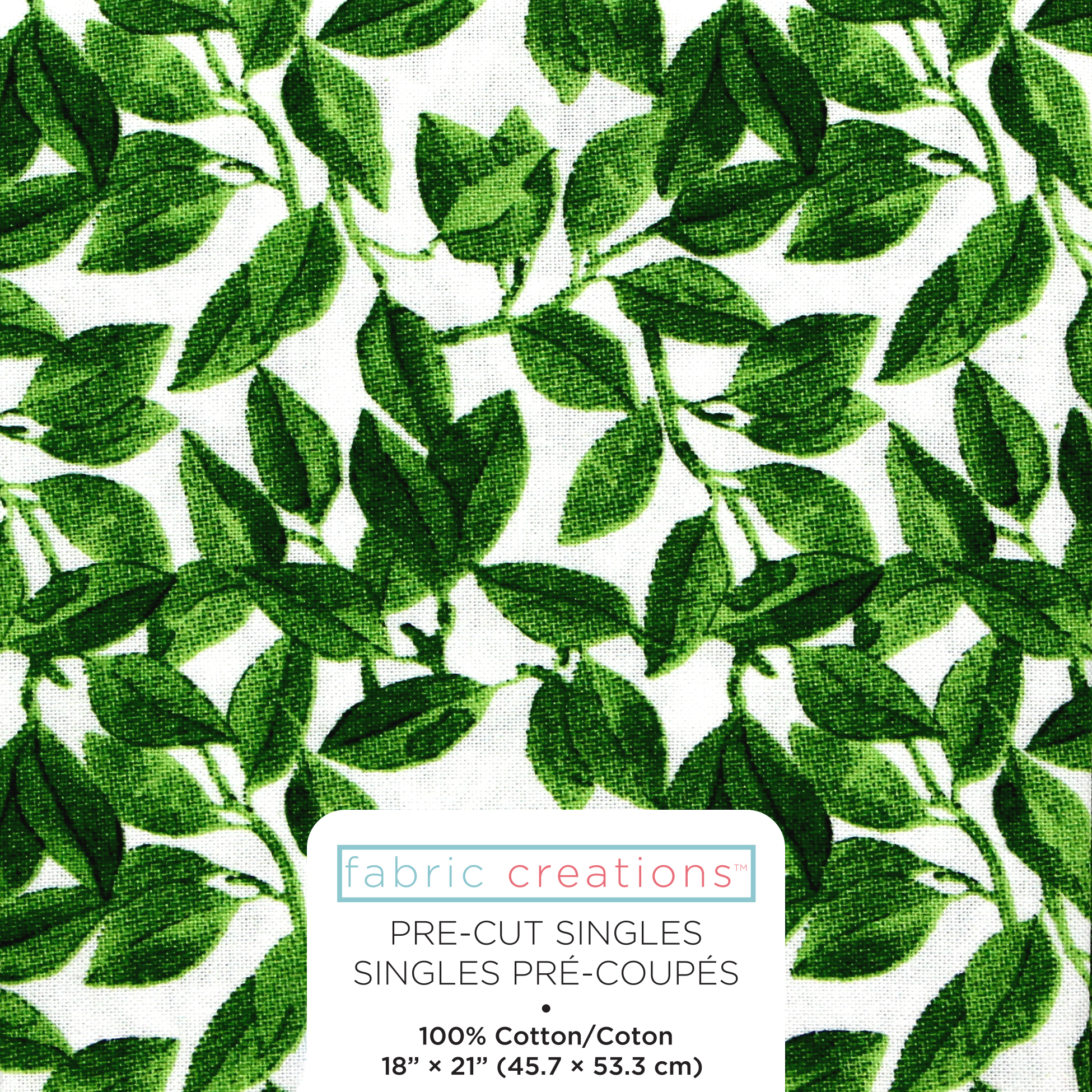 FABRIC CREATIONS White with Green Leafy Vine Cotton Fat Quarter 45 × 53 cm (18 × 21 in)