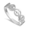 thumbnail image 1 of 925 Sterling Silver Oxidized Platinum Plated Multiple Peace Sign Women Ring, 1 of 2