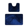 thumbnail image 1 of yulier Leaf Bathroom Rug Set 2 Piece, Soft Absorbent Bath Rug and U-Shaped Contour Toilet Rug, Non-Slip Bath Carpet, Washable Toilet Bath Mat, Navy, 1 of 8