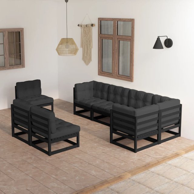 vidaXL 8 Piece Garden Lounge Set with Cushions Solid Wood Pine