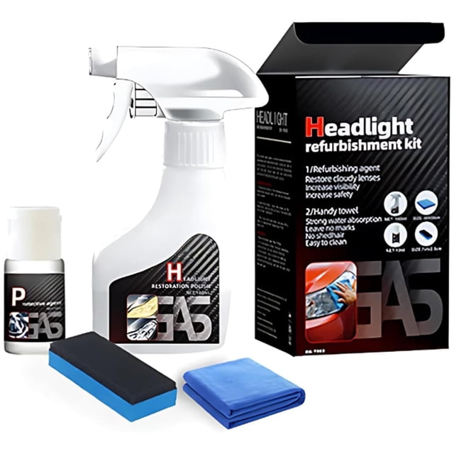Djiypn Headlight Restoration Kit with Ceramic Coating– Headlight Lens Cleaner to Remove Yellowing, Haze, Restore Headlight Clarity, Improve Night Visibility & Long Lasting Protection - 6Fl.Oz