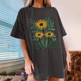 thumbnail image 1 of Offre à Durée Limitée Iumwxz T-Shirt Surdimensionné Tendance Coupe Ample T-Shirts pour Femmes Hauts Graphiques Floraux Manches Mi-Longues Col Rond Hauts pour Femmes Obtenez-le Aujourd'hui Plage, 1 of 7