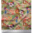 thumbnail image 1 of Soimoi Polyester Crepe Fabric Birds,Leaves & Lily Floral Decor Fabric Printed Yard 42 Inch Wide, 1 of 3