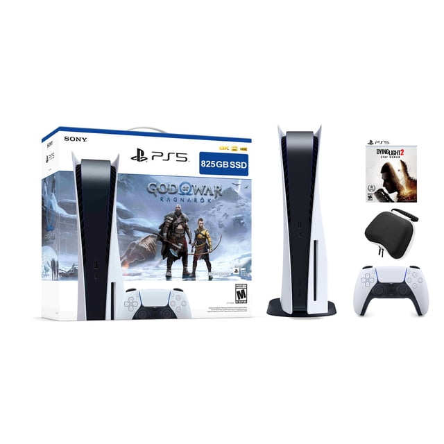 PlayStation 5 Édition avec Disque Ensemble God of War Ragnarök avec Dying Light 2 et Étui de Manette Mytrix