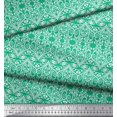 thumbnail image 3 of Soimoi Green polyester Crepe Fabric Filigree Damask Printed Fabric 1 Yard 52 Inch Wide, 3 of 3