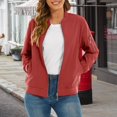 thumbnail image 2 of Duoif Veste pour Femmes, Manteau Décontracté à Fermeture Éclair avec Poches, Rouge Brique m, 2 of 9