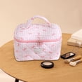 thumbnail image 1 of Large Makeup Travel Bag with Bow Design, Toiletry Organizer with Separate Brush Compartment, Water-Resistant Cosmetic Case for Shampoo and Full-Size Products, 1 of 9