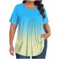 thumbnail image 2 of FcBaudy Hauts pour Femmes, Chemisiers et Chemises à Manches Courtes à Col Rond Mode T-Shirt Imprimé pour Femmes Grande Taille à Manches Courtes à Col Rond Blouse Plissée Ample Décontractée et Confortable Hauts Femmes Hauts en Polyester, 2 of 5