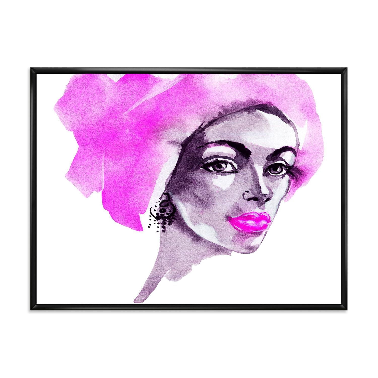 Designart Portrait de mode femme afro-américaine ART MURAL À CADRE FLOTTÉ