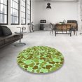 thumbnail image 4 of Ahgly Company Tapis Rond Lavable en Machine Intérieur Transitionnel Jaune Foncé Vert, 3 Pieds Rond, 4 of 7