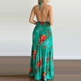 thumbnail image 4 of bbymog Robes Femmes Femmes Plage Mode Imprimé Tropical Été Col en V Sans Manches Robe Nuisette Décontractée Coupe Ample Longues Robes pour Femmes Vert m, 4 of 6