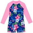 thumbnail image 1 of Hiiyo Big Girls Long Sleeve Zip-Up Rash Guard One-Piece Swimsuit, Sizes 10-11 T, 1 of 8