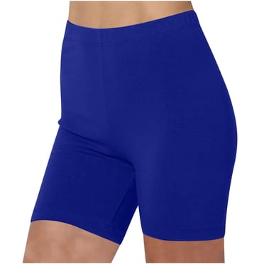 VEKDONE Biker Shorts Women with Pockets High Waisted Tummy Control Butt Lifting Yoga Shorts Running Workout Gym Volleyball Shorts Dark Blue S