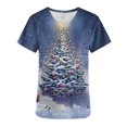 thumbnail image 4 of RKSTN Christmas Scrub Tops for Women Tops Short Sleeve V-neck Tops Working Uniform Christmas Tree Elk Snow Printed Tops with Pockets, 4 of 4