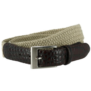 CTM® Ceinture Tressée Élastique Extensible avec Pattes d'Extrémité à Imprimé Croco (Hommes Grande Taille et Taille Forte)