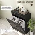 thumbnail image 4 of HOMCOM Panier à Linge Basculant, Armoire à Paniers à Linge avec Tiroir, Noir, 4 of 10